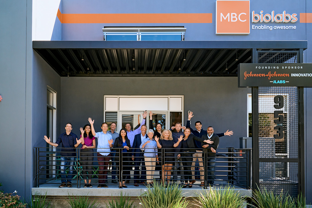 A photo of the Sardona team at MBC BioLabs in San Francisco, where the company is currently headquartered
